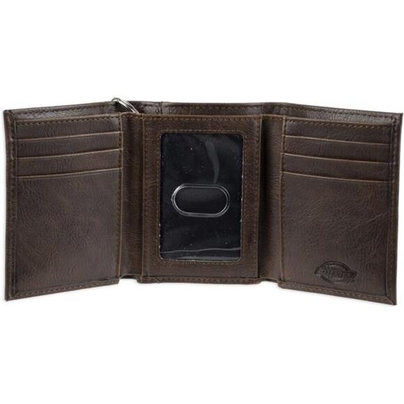 Leather Trifold Wallet, Dark Brown